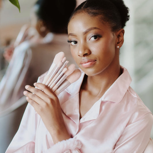 Blush Pink Brush Set with Pink Storage Bag