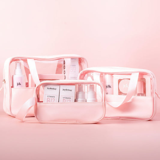 Glow On-the-Go Trio | Pink Travel Vanity Bags