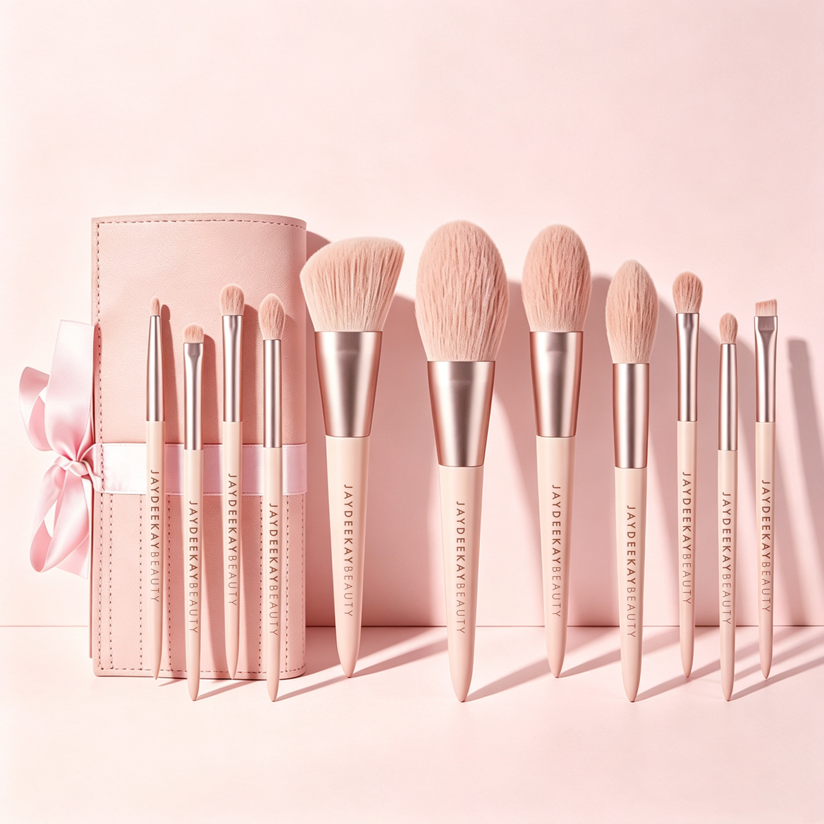 Blush Pink Brush Set with Pink Storage Bag