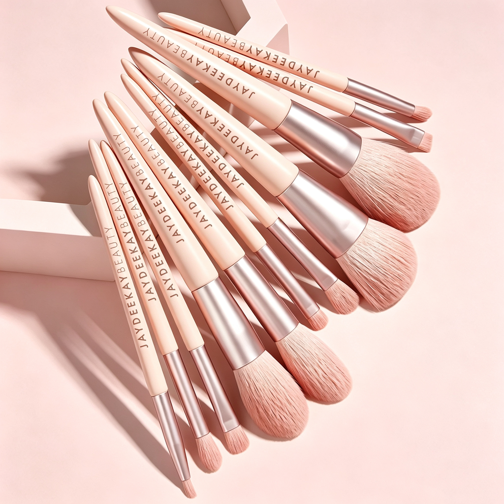 Blush Pink Brush Set with Pink Storage Bag