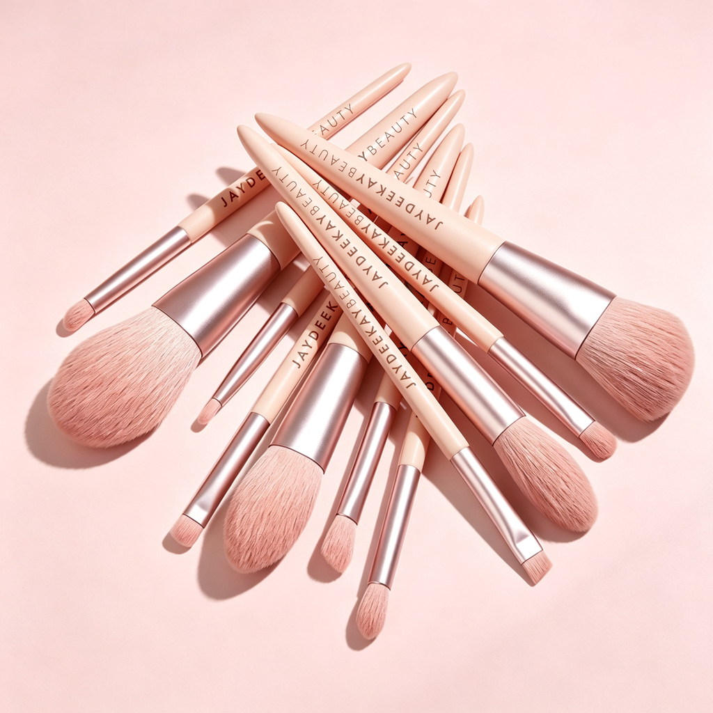 Blush Pink Brush Set with Pink Storage Bag