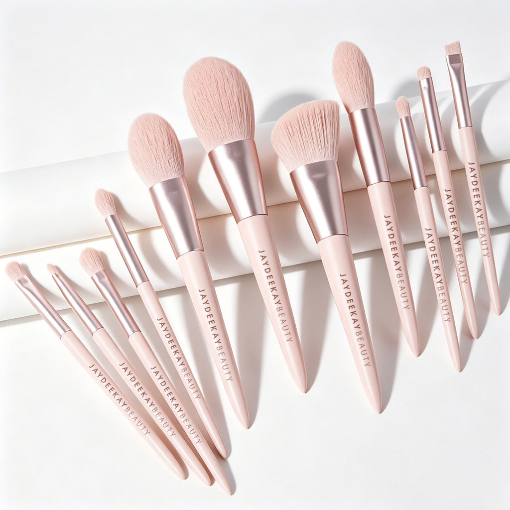 Blush Pink Brush Set with Pink Storage Bag