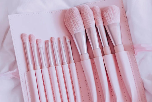 Blush Pink Brush Set with Pink Storage Bag
